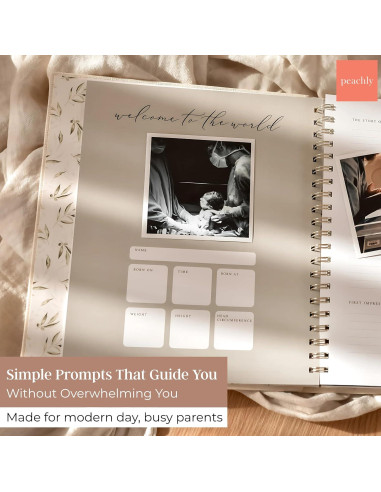 Libro de Recuerdos para Bebés Peachly Oliva - 60 Páginas