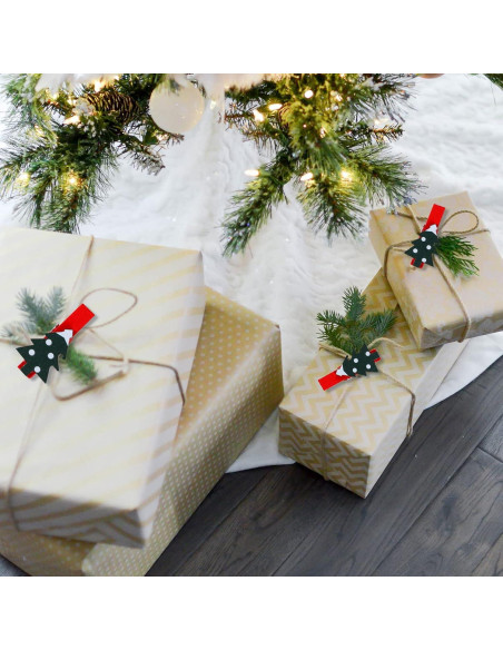 Clips de Navidad Souarts 50 Piezas Copo de Nieve Madera