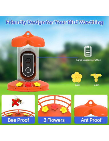 Comedero para Colibríes Gopic con Cámara 2K QHD y WiFi