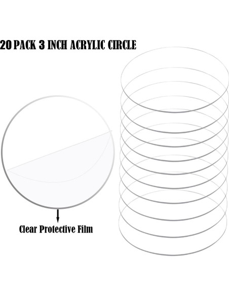 20 Círculos Acrílicos Transparentes 7.6 cm JINMURY para DIY