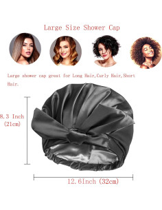 Gorro de Ducha Reutilizable Grande ZKLLGHE Negro Ajustable 2