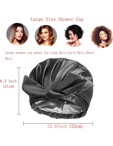 Gorro de Ducha Reutilizable Grande ZKLLGHE Negro Ajustable