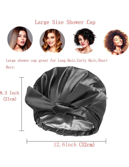 Gorro de Ducha Reutilizable Grande ZKLLGHE Negro Ajustable