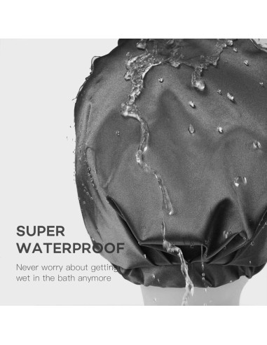 Gorro de Ducha Reutilizable Grande ZKLLGHE Negro Ajustable