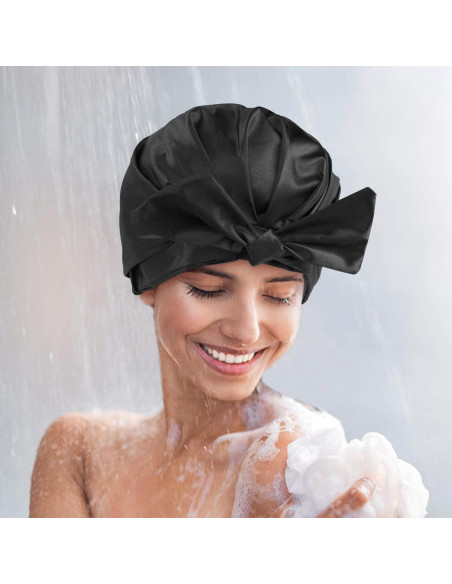 Gorro de Ducha Reutilizable Grande ZKLLGHE Negro Ajustable