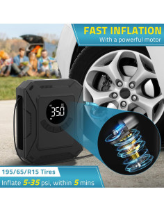 Compresor de Aire PAULINN 12V DC 150 PSI Portátil con Luz LED 2