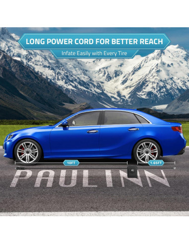 Compresor de Aire PAULINN 12V DC 150 PSI Portátil con Luz LED