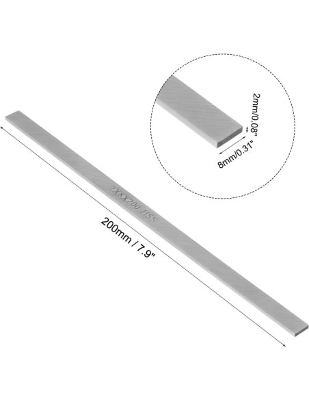 Herramienta de Torno HSS uxcell 2mm x 8mm x 200mm - 5 Piezas