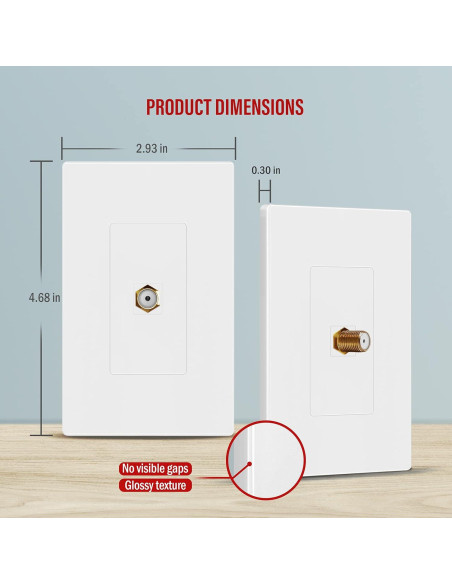 Placa de Pared Keystone Sin Tornillos ENERLITES 1 Puerto A/V Oro