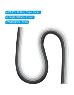Tiras de Papel Quilling PATIKIL 540x3mm Degradado Negro Blanco 360 Pcs 2