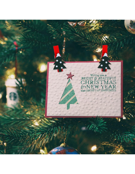 Clips de Navidad Souarts 50 Piezas Copo de Nieve Madera