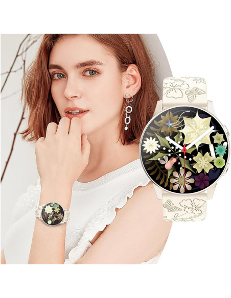 Paquete de 3 bandas de silicona grabadas SuperNaNa 20mm para Samsung Galaxy Watch