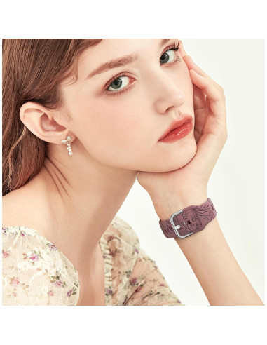 Paquete de 3 bandas de silicona grabadas SuperNaNa 20mm para Samsung Galaxy Watch