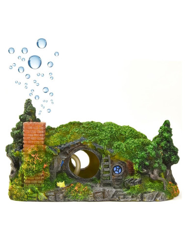 Decoración de Acuario Fazhongfa Castillo Hobbit Pequeño 17.78 cm
