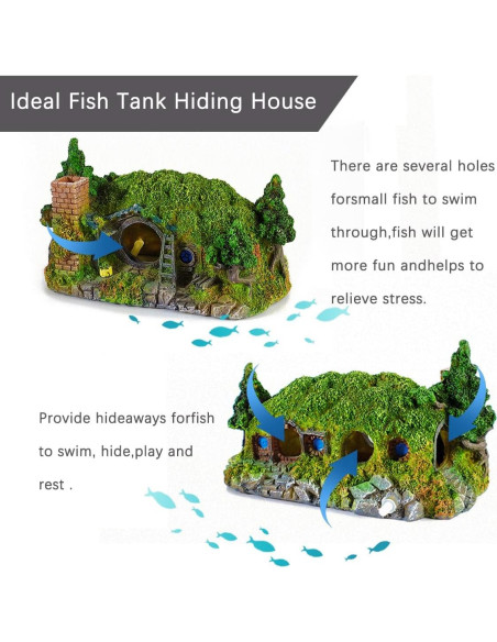 Decoración de Acuario Fazhongfa Castillo Hobbit Pequeño 17.78 cm