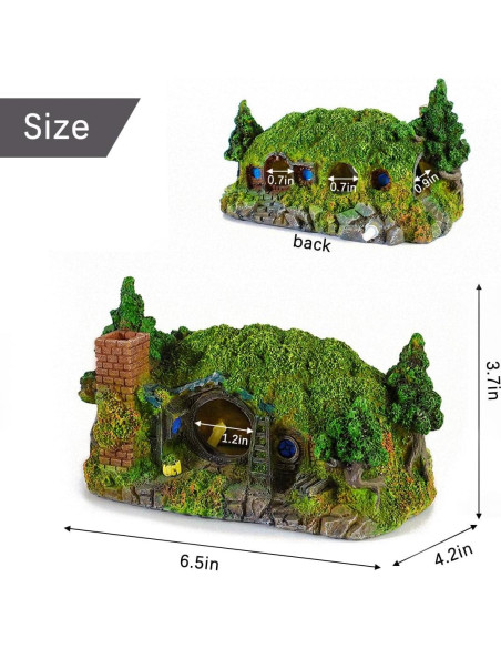 Decoración de Acuario Fazhongfa Castillo Hobbit Pequeño 17.78 cm