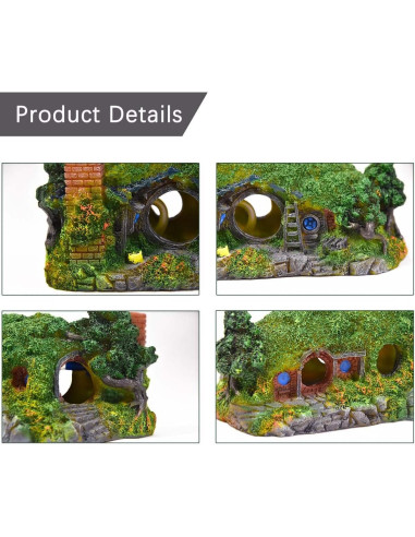 Decoración de Acuario Fazhongfa Castillo Hobbit Pequeño 17.78 cm