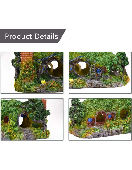 Decoración de Acuario Fazhongfa Castillo Hobbit Pequeño 17.78 cm