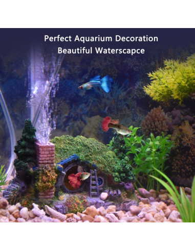 Decoración de Acuario Fazhongfa Castillo Hobbit Pequeño 17.78 cm