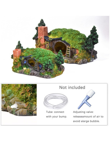 Decoración de Acuario Fazhongfa Castillo Hobbit Pequeño 17.78 cm