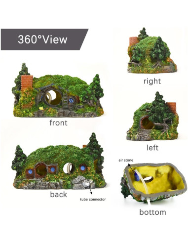 Decoración de Acuario Fazhongfa Castillo Hobbit Pequeño 17.78 cm
