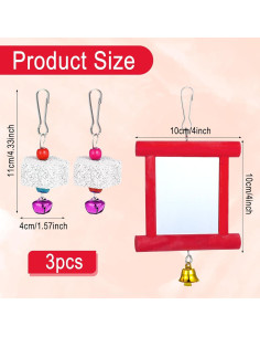 Juego de Juguetes para Gallinas Lnngub - Espejo y Piedras Molienda 2