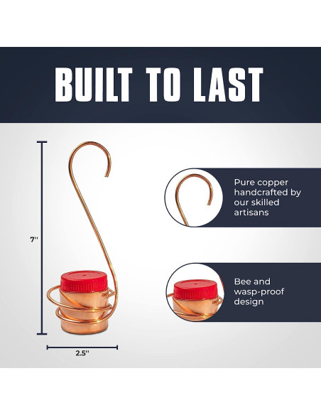 Alimentador de Colibríes Colgante de Cobre Monarch Abode - Paquete de 2