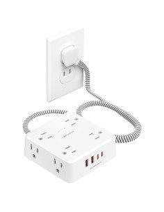 Regleta de 2 Clavijas a 3 Clavijas WRXDMC 8 AC 4 USB 1.52m