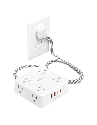 Regleta de 2 Clavijas a 3 Clavijas WRXDMC 8 AC 4 USB 1.52m