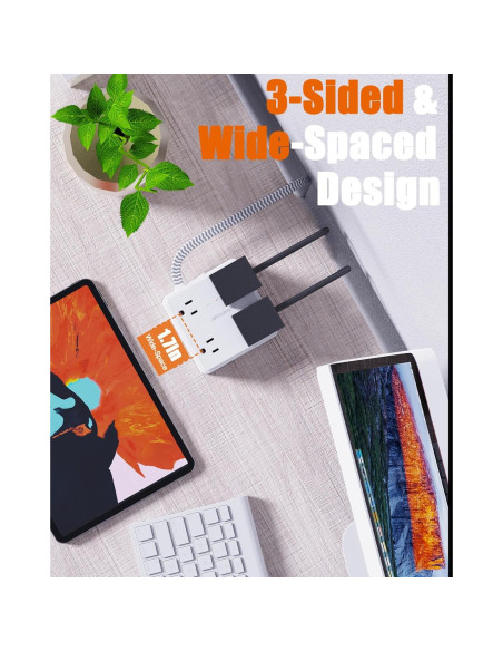 Regleta de 2 Clavijas a 3 Clavijas WRXDMC 8 AC 4 USB 1.52m