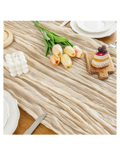 Caminito de Mesa de Gasa Beige HOMEBROS 3 m Decoración