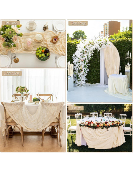 Caminito de Mesa de Gasa Beige HOMEBROS 3 m Decoración