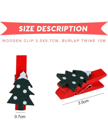 Clips de Navidad Souarts 50 Piezas Copo de Nieve Madera