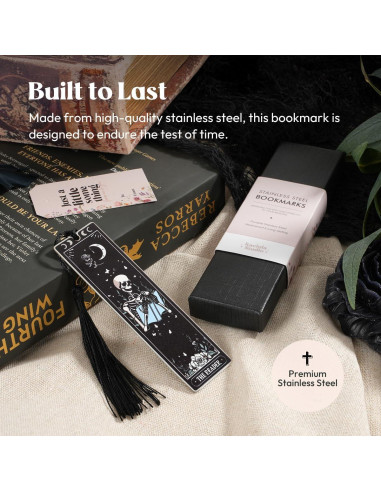 Marcador de Acero Inoxidable Kaciola Calavera Negra con Borla