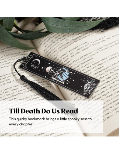 Marcador de Acero Inoxidable Kaciola Calavera Negra con Borla