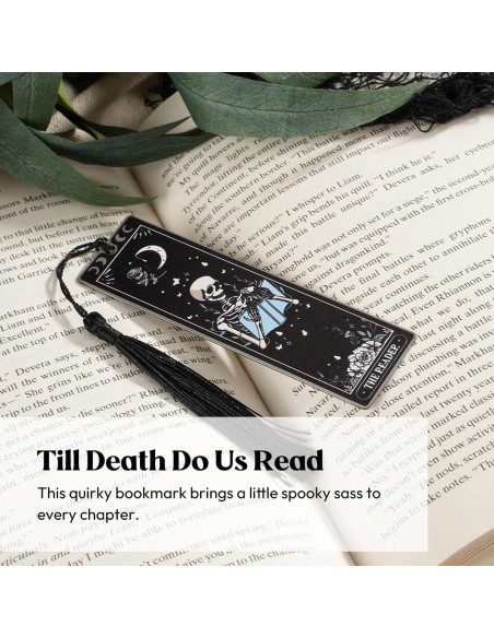 Marcador de Acero Inoxidable Kaciola Calavera Negra con Borla