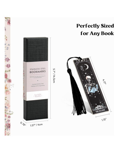 Marcador de Acero Inoxidable Kaciola Calavera Negra con Borla