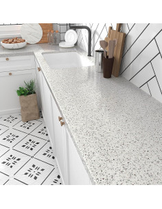 Papel Contacto Autoadhesivo VEELIKE Granito Blanco 1.2m 2