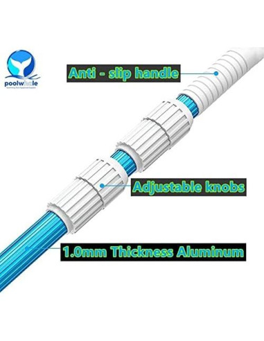 Palo Telescópico de Piscina POOLWHALE 3.66 m Aluminio Azul