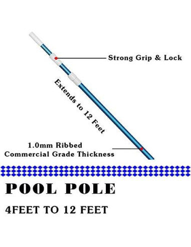 Palo Telescópico de Piscina POOLWHALE 3.66 m Aluminio Azul