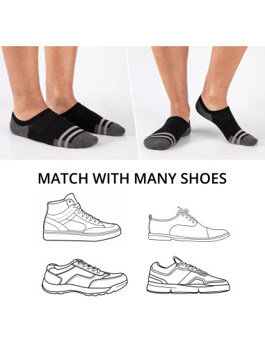 Calcetines Invisibles Heatuff para Hombre - 8 Pares Antideslizantes