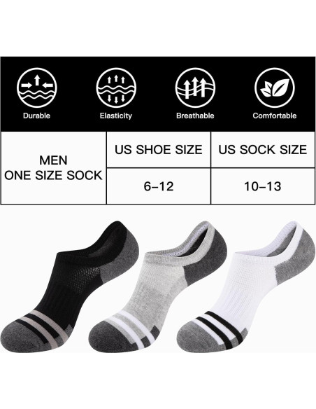 Calcetines Invisibles Heatuff para Hombre - 8 Pares Antideslizantes