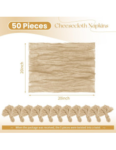 Paquete de 50 Servilletas de Gasa Beige 50x50 cm Lumaycens 2