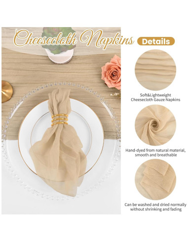 Paquete de 50 Servilletas de Gasa Beige 50x50 cm Lumaycens