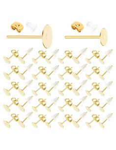 Kit de 1200 Pines de Aretes Hipoalergénicos Flasoo Dorado