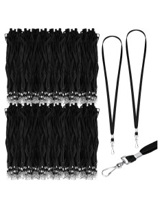 Paquete de 500 Lanyards Negro Wesnoy con Clip Giratorio