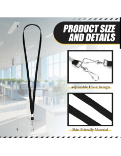 Paquete de 500 Lanyards Negro Wesnoy con Clip Giratorio 2