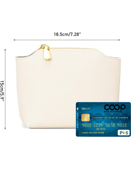 Monedero de Cuero PU VMEECARL Beige - Compacto y Unisex