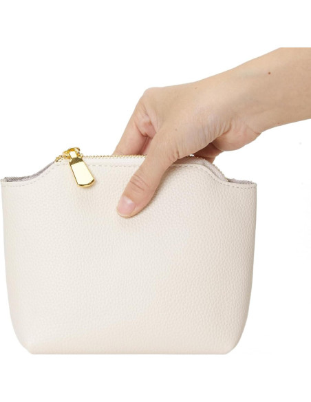 Monedero de Cuero PU VMEECARL Beige - Compacto y Unisex