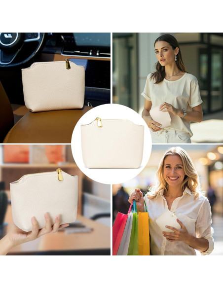 Monedero de Cuero PU VMEECARL Beige - Compacto y Unisex